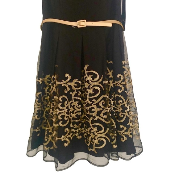 R&K Black Dress with Gold Embroidery - Picture 9 of 15